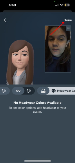 WhatsApp అవతార్ పూర్తయింది ఎంపిక